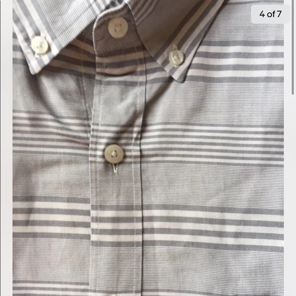 J.Crew Men Dress Shirt Long Sleeve Gray Large Stripe White Long Sleeve Cotton - Picture 8 of 8